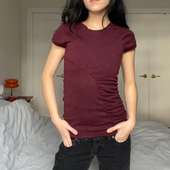 Vintage Suzy Shier Knit Ruch Panel Top - Picture 7 of 8